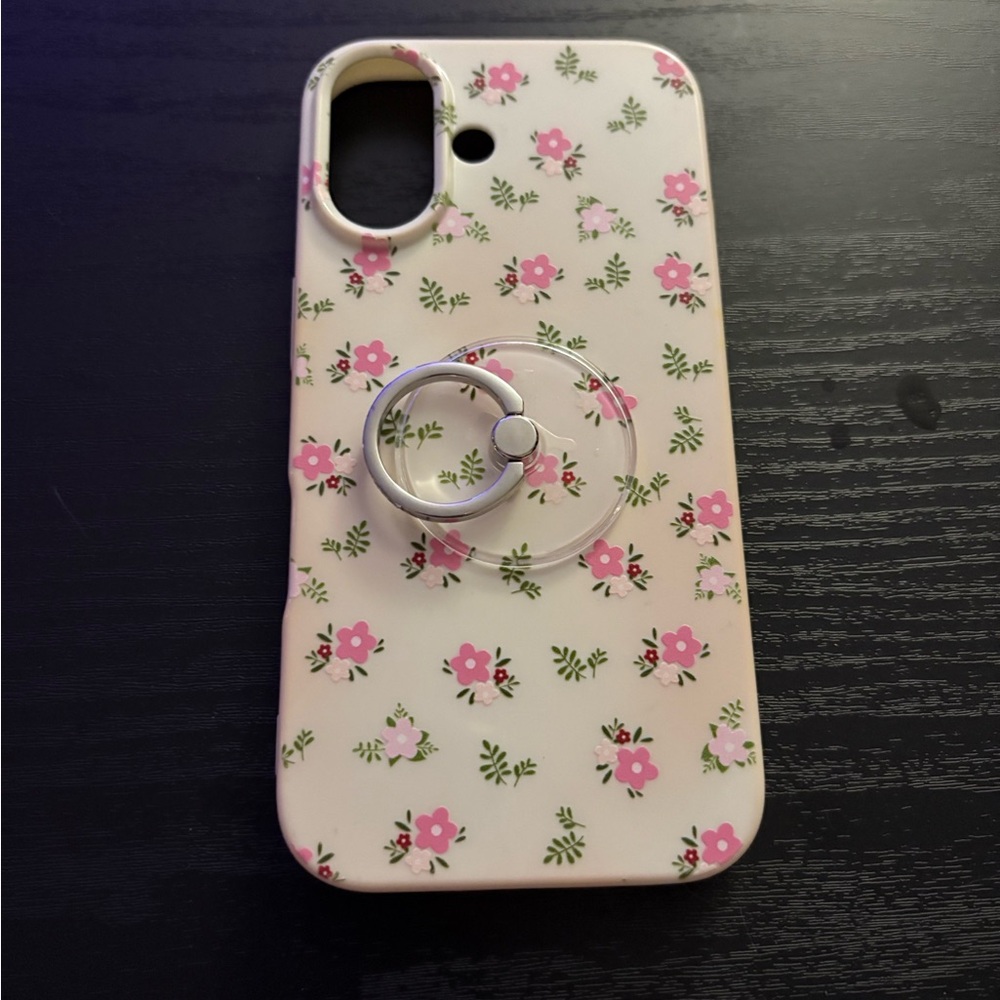 Floral Pink Phone Case with Ring Holder